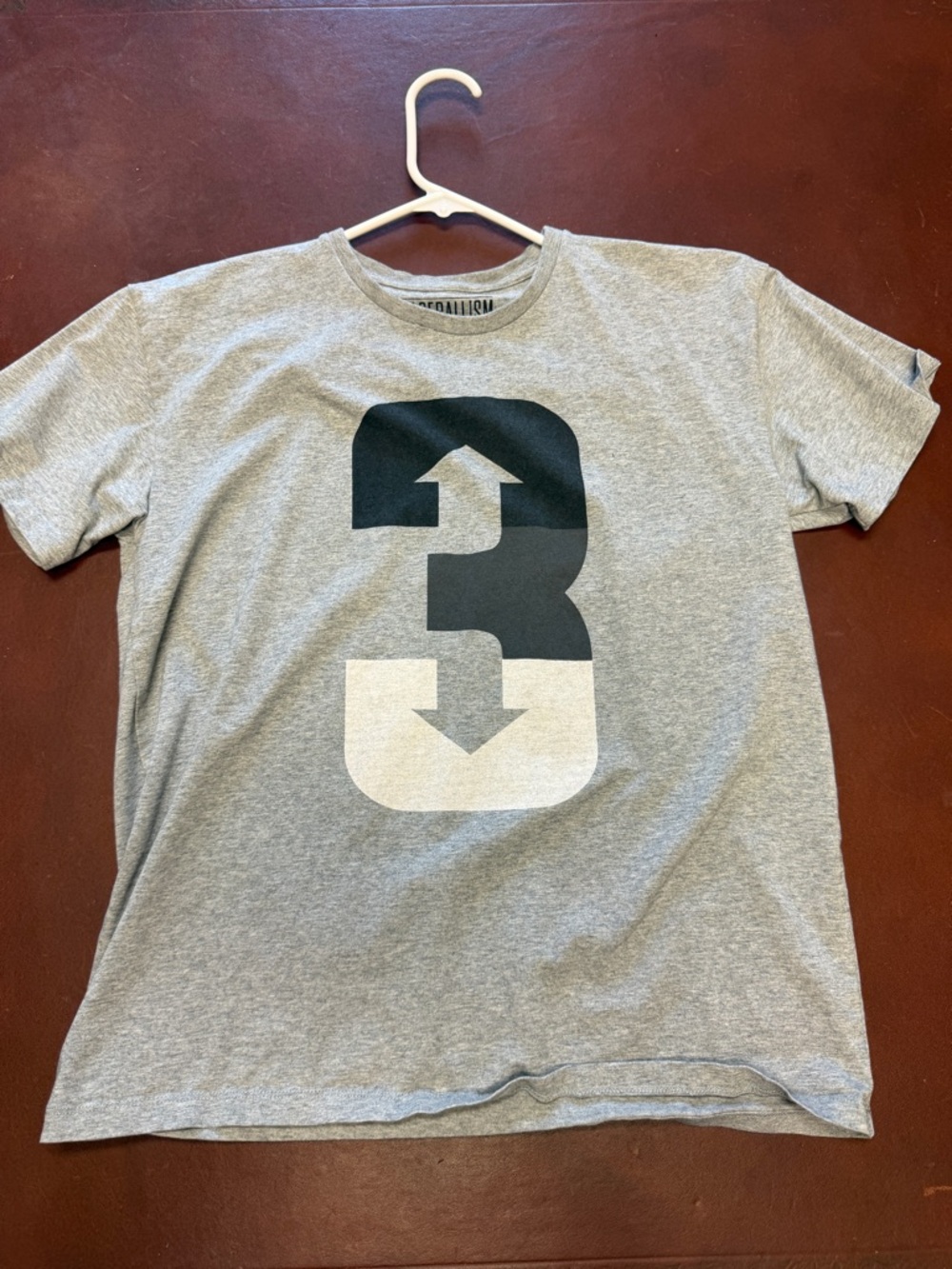 Kids Gray Short Sleeve Tee with Bold Number 3 Graphic